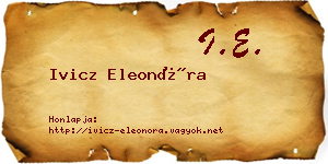 Ivicz Eleonóra névjegykártya